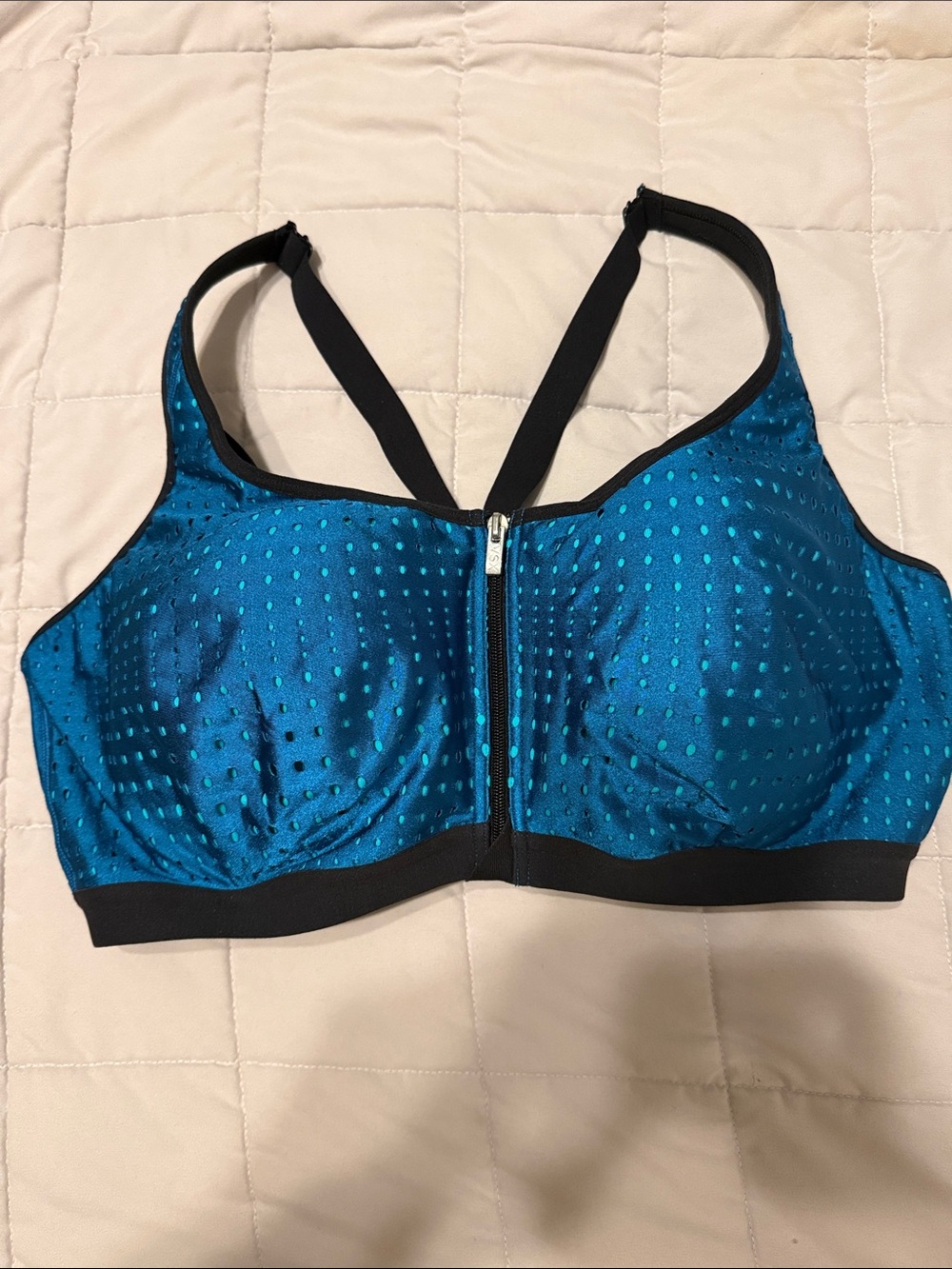 Victoria’s Secret Women’s Front-Zip Teal Performance Sports Bra